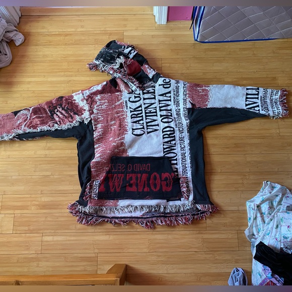 NEW 😍 HANDMADE Cottagecore Oversized Blanket Hoodie Sweatshirt Vintage Upcycled - Picture 12 of 13